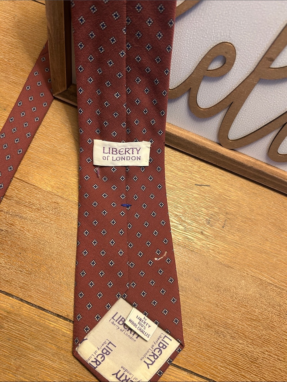 Liberty of London Men's Rust Red Geometric Silk Tie
